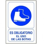 Señal adhesiva de 110x70mm - Obligatorio el uso de botas (50 unidades)